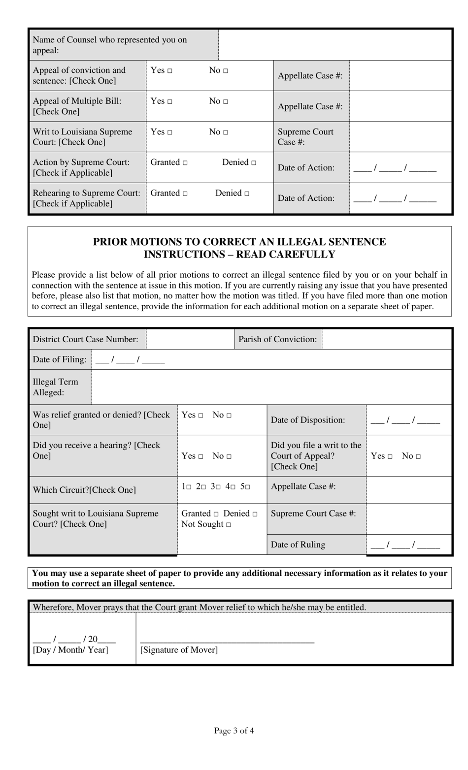 Uniform Motion to Correct an Illegal Sentence - Louisiana, Page 3