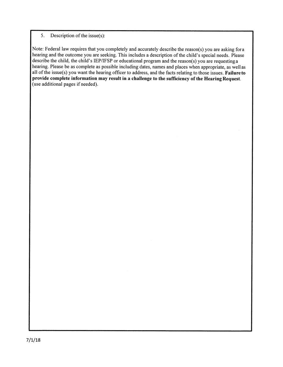 Due Process Expedited Hearing Request Form - Maine, Page 3