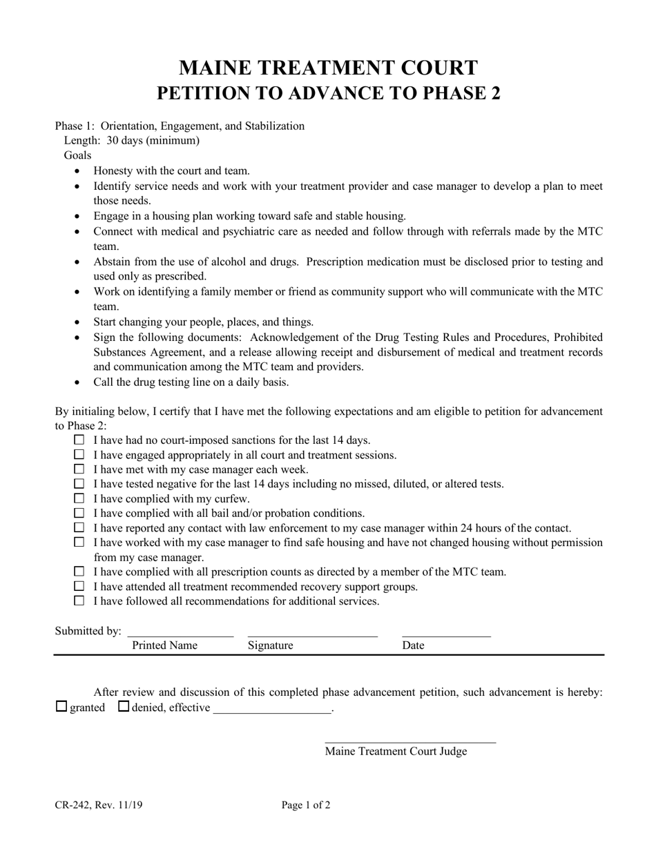 Form CR-242 Petition to Advance to Phase 2 - Maine, Page 1