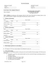 Form AD-020 &quot;Petition for Annulment of Adoption Decree&quot; - Maine