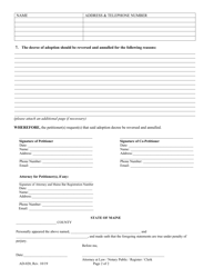 Form AD-020 Petition for Annulment of Adoption Decree - Maine, Page 2