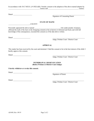 Form AD-005 Consent of Parent to Adoption - Maine, Page 2