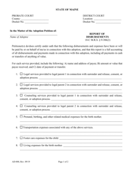 Form AD-008 Report of Disbursements - Maine