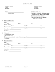 Document preview: Form GS-009 Petition for Modification/Termination/Removal/Resignation - Maine