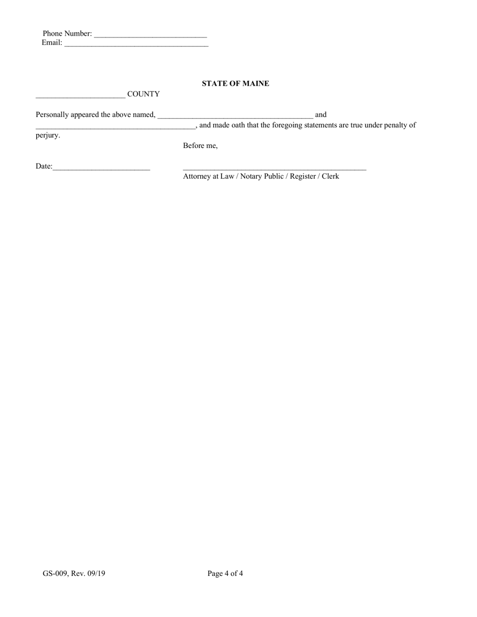 Form GS-009 Petition for Modification / Termination / Removal / Resignation - Maine, Page 4