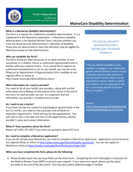 Form SWMA060 &quot;Mainecare Disability Determination&quot; - Maine