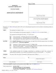 Form MBCA-9 Domestic Business Corporation Articles of Amendment - Maine