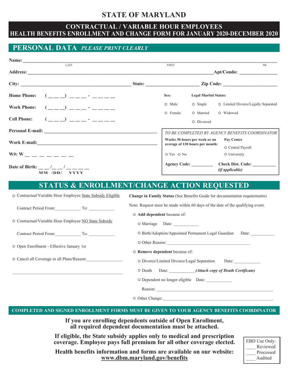 Contractual / Variable Hour Employees - Maryland, Page 1