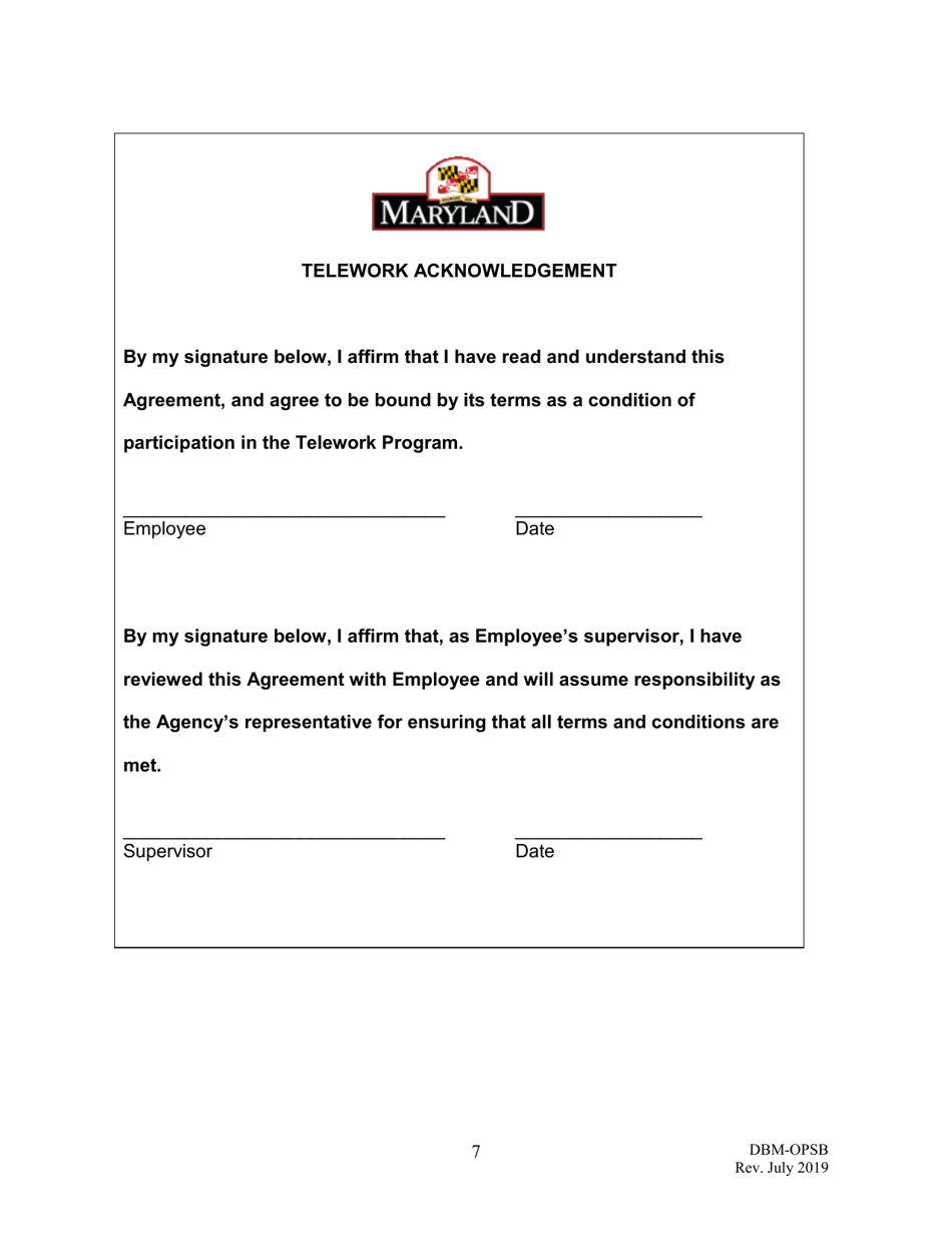 Teleworking Agreement - Maryland, Page 7