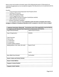 Application for a Recovery Residence Certificate of Compliance - Maryland, Page 3
