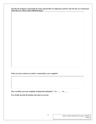 Employment Discrimination/Hostile Work Environment Complaint Form - Maryland, Page 3