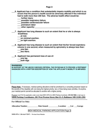Form MDH4576-1 Mdh Medical Parking Application - Maryland, Page 2