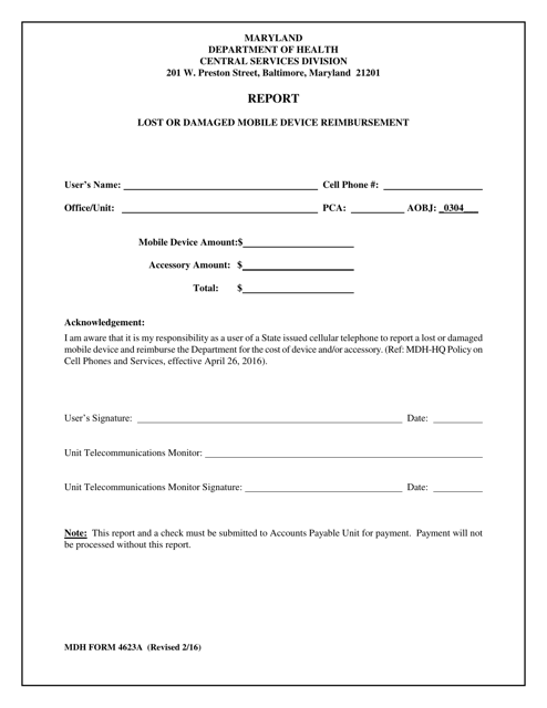 MDH Form 4623A  Printable Pdf