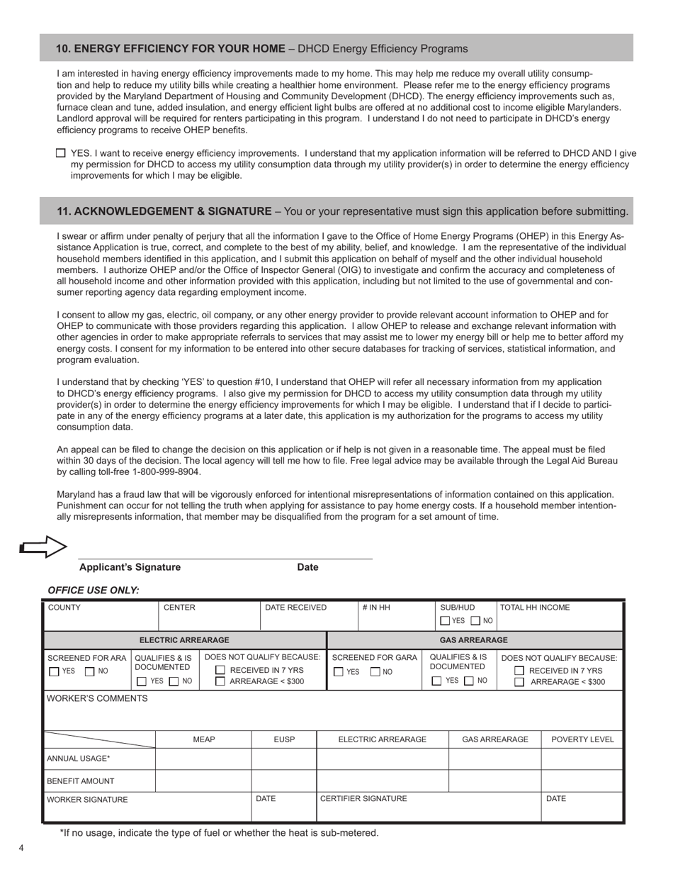 Maryland Energy Assistance Application Download Printable Pdf Templateroller 9051