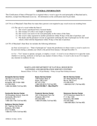 DNR Form B-110 Certification of State of Principal Use - Maryland, Page 2