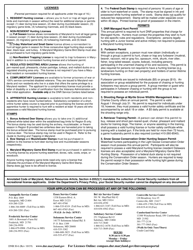 DNR Form H-6 Hunting License Application - Maryland, Page 2