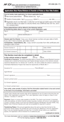 Form VR-008 Application: New Plates/Stickers &amp; Transfer of Plates or Non-title Trailers - Maryland