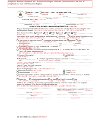 Document preview: Form CC-DC-041BLC Request for Spoken Language Interpreter - Maryland (English/Chinese)