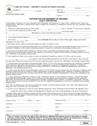 Document preview: Form CC-DC-CR-072B Petition for Expungement of Records (Guilty Disposition) - Maryland