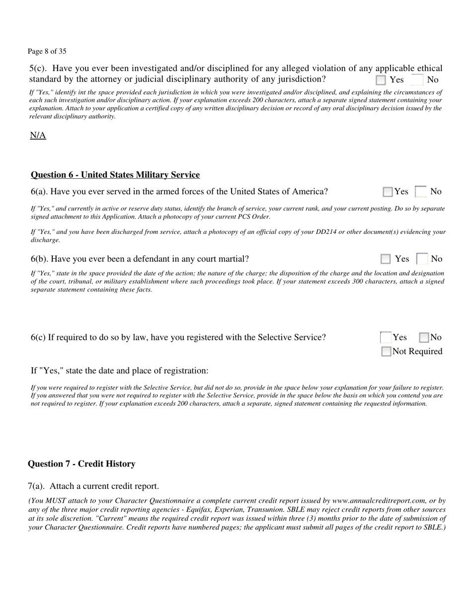 Application for Admission to the Bar of Maryland by Uniform Bar - Maryland, Page 10