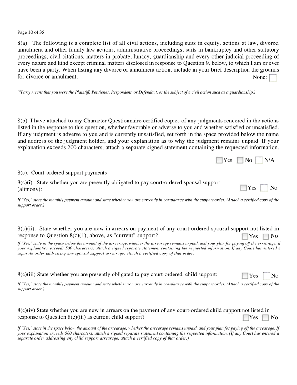 Application for Admission to the Bar of Maryland by Uniform Bar - Maryland, Page 12