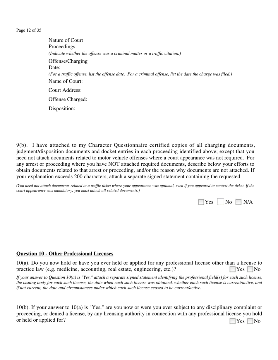 Application for Admission to the Bar of Maryland by Uniform Bar - Maryland, Page 14