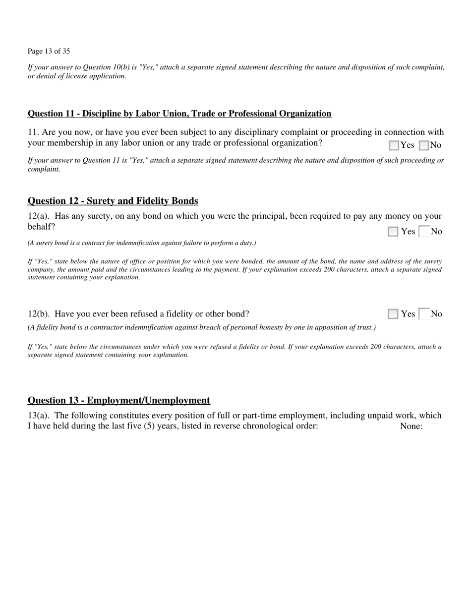 Application for Admission to the Bar of Maryland by Uniform Bar - Maryland, Page 15