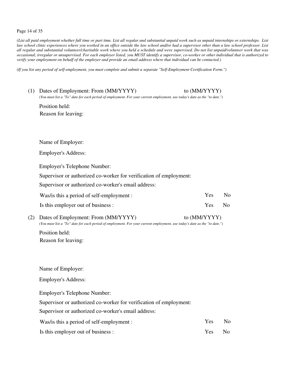 Application for Admission to the Bar of Maryland by Uniform Bar - Maryland, Page 16