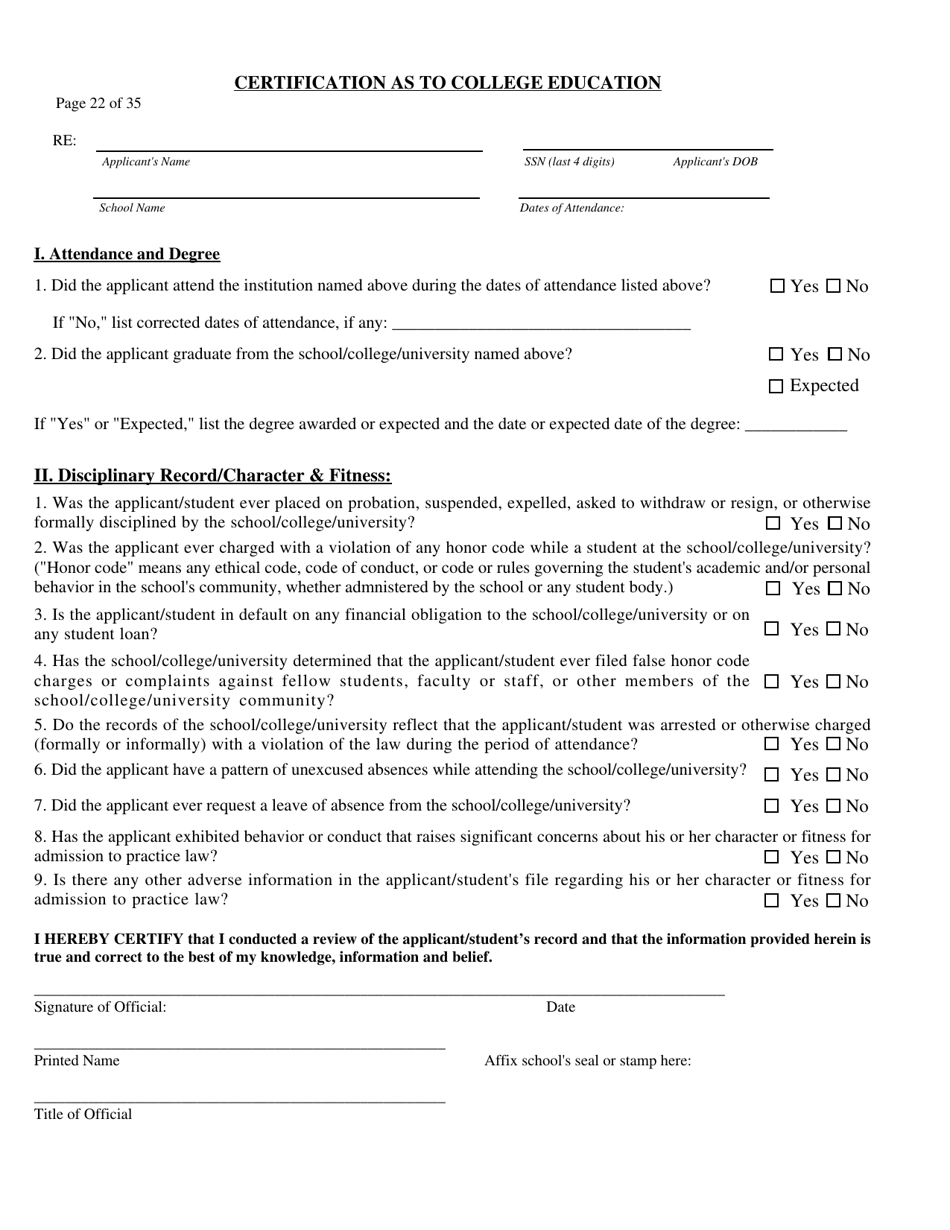 Application for Admission to the Bar of Maryland by Uniform Bar - Maryland, Page 24