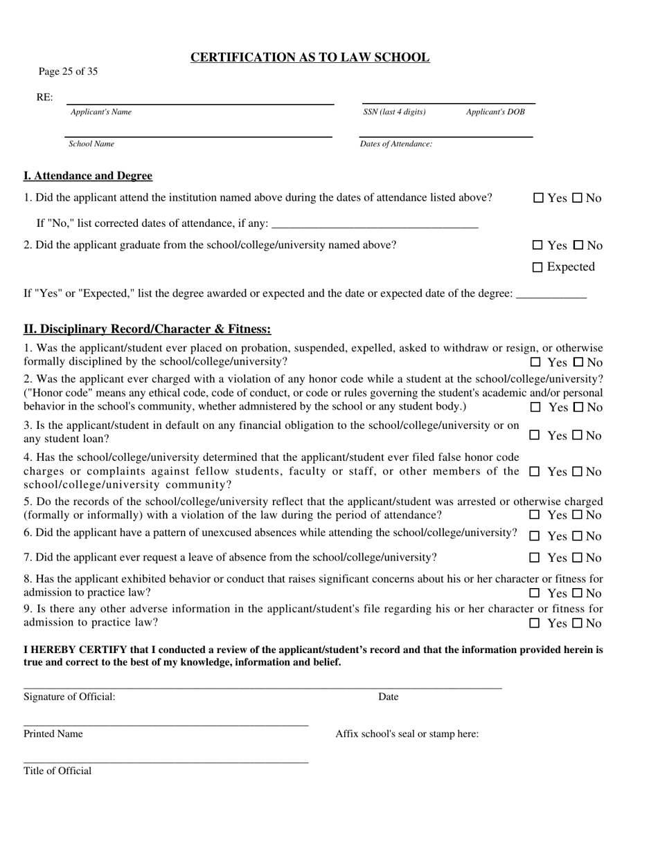 Application for Admission to the Bar of Maryland by Uniform Bar - Maryland, Page 25