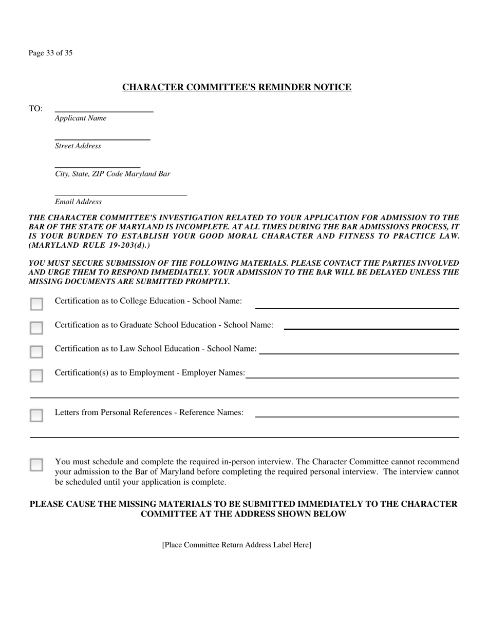 Application for Admission to the Bar of Maryland by Uniform Bar - Maryland, Page 28