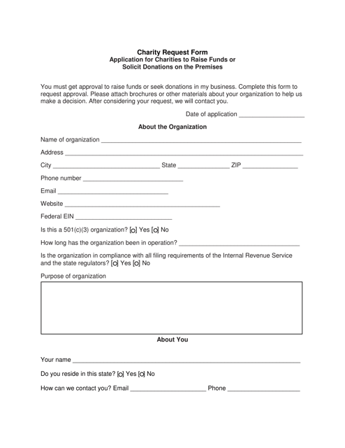 Charity Request Form - Maryland Download Pdf