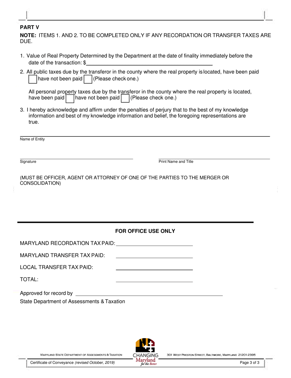 Certificate of Conveyance - Maryland, Page 3