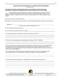 Application for Registration of a Foreign Limited Partnership - Maryland