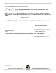 Application for Registration of a Foreign Limited Partnership - Maryland, Page 2