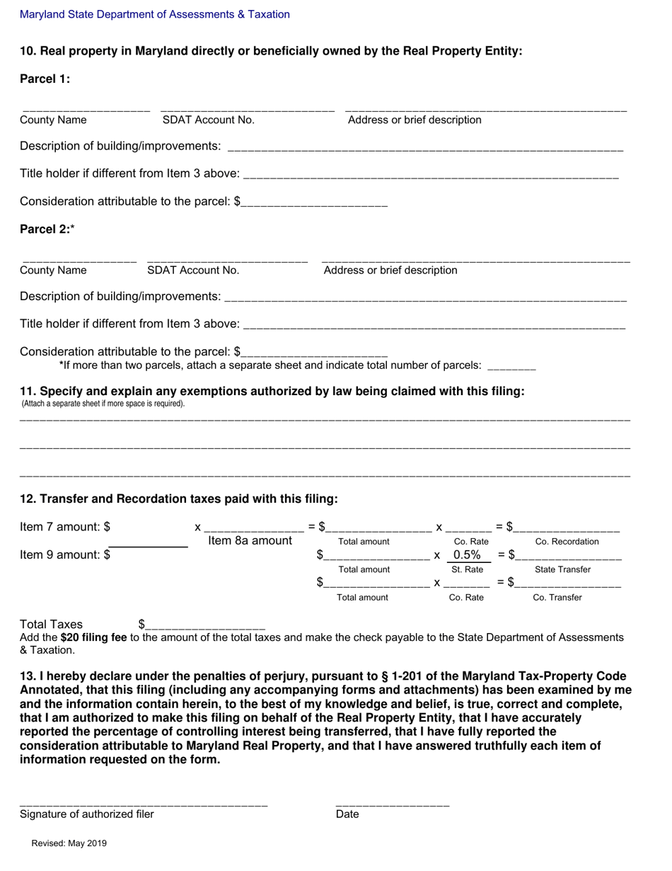 Report of Transfer of Controlling Interest - Maryland, Page 2