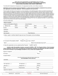 Form SDATRP_EX-1 &quot;Application for Exemption Churches, Parsonages, Convents, Educational Buildings, and Church Cemeteries&quot; - Maryland