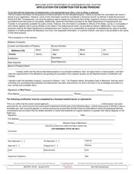 Form SDATRP_EX-5A Application for Exemption for Blind Persons - Maryland