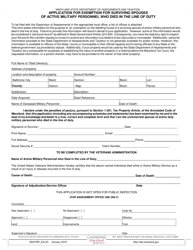 Form SDATRP_EX-4C Application for Exemption for Surviving Spouses - Maryland