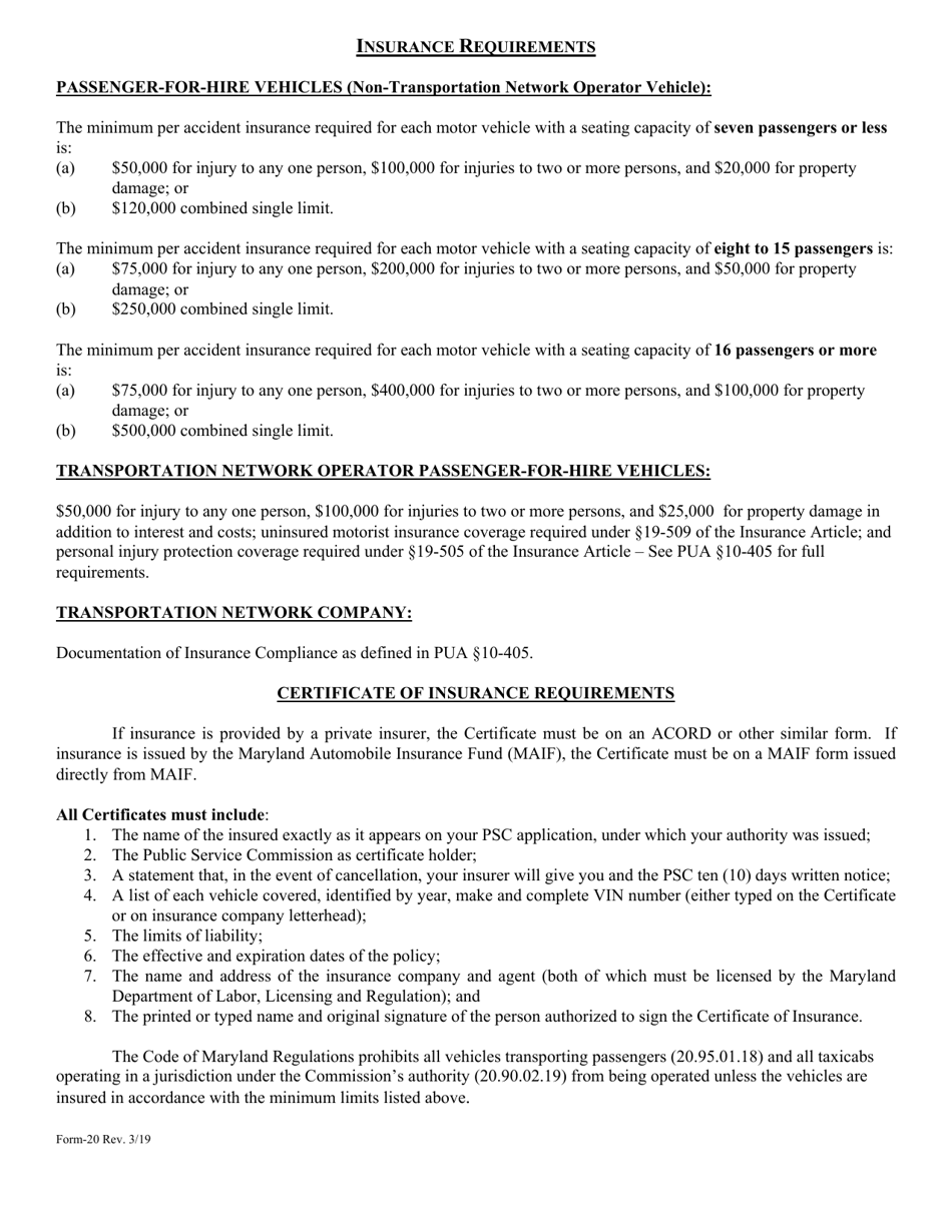 Form 20 Fill Out, Sign Online and Download Printable PDF, Maryland Templateroller