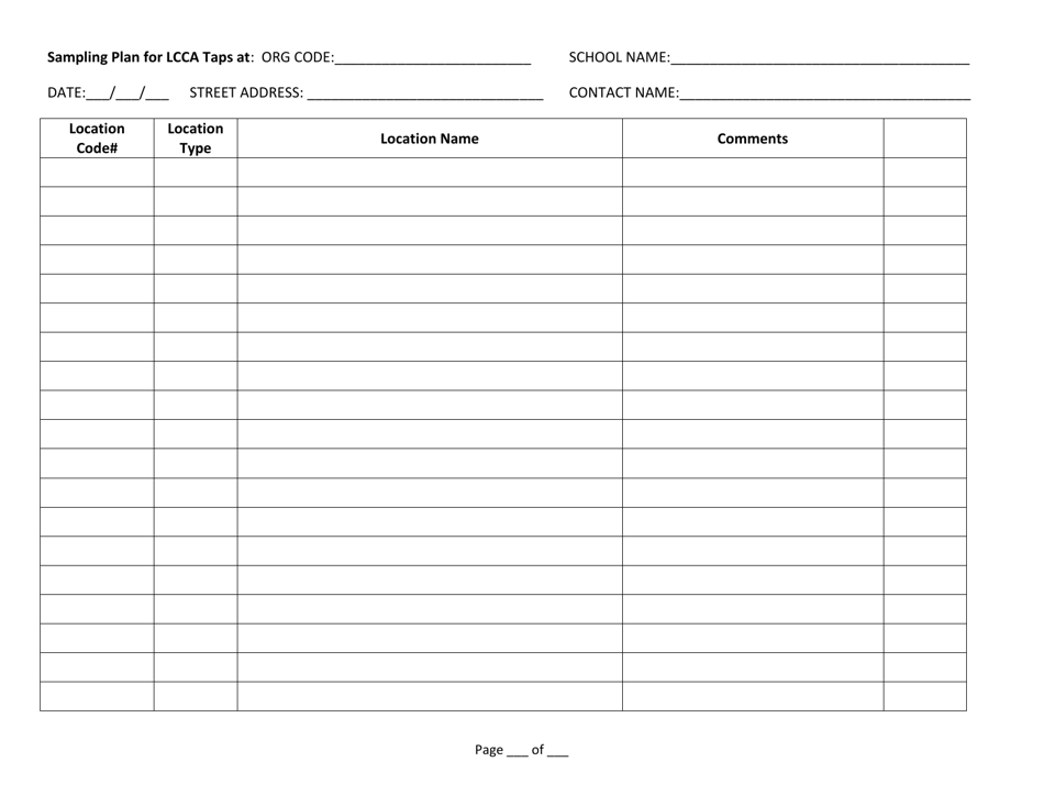 Sampling Plan for Lcca Taps - Massachusetts, Page 1