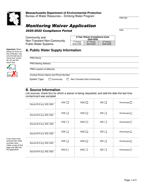 Monitoring Waiver Application - Massachusetts, 2022