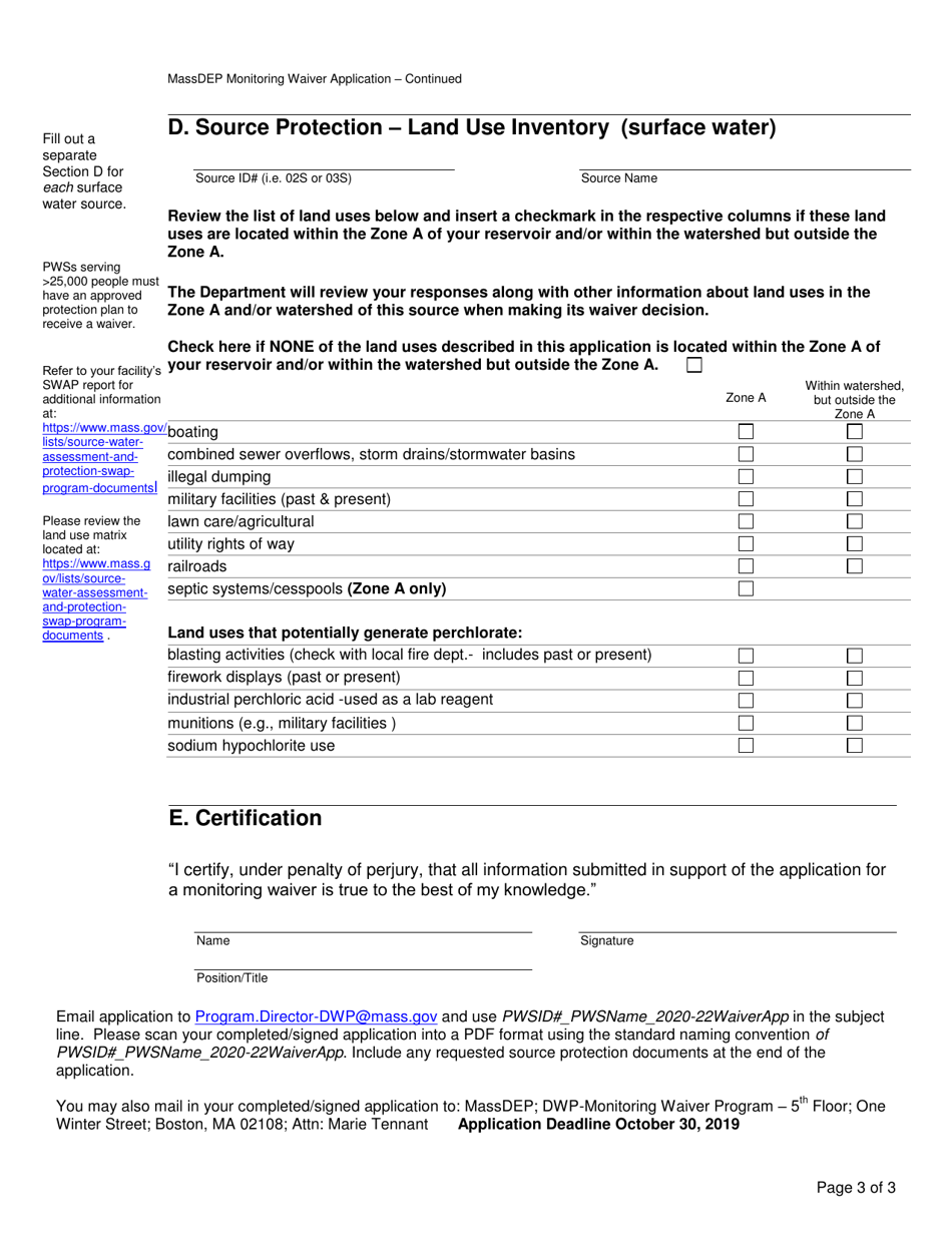 Monitoring Waiver Application - Massachusetts, Page 3