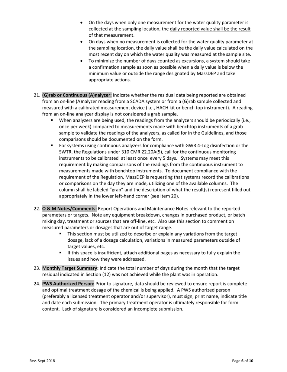 Instructions for Form C-ADD Chemical Addition Form - Massachusetts, Page 6