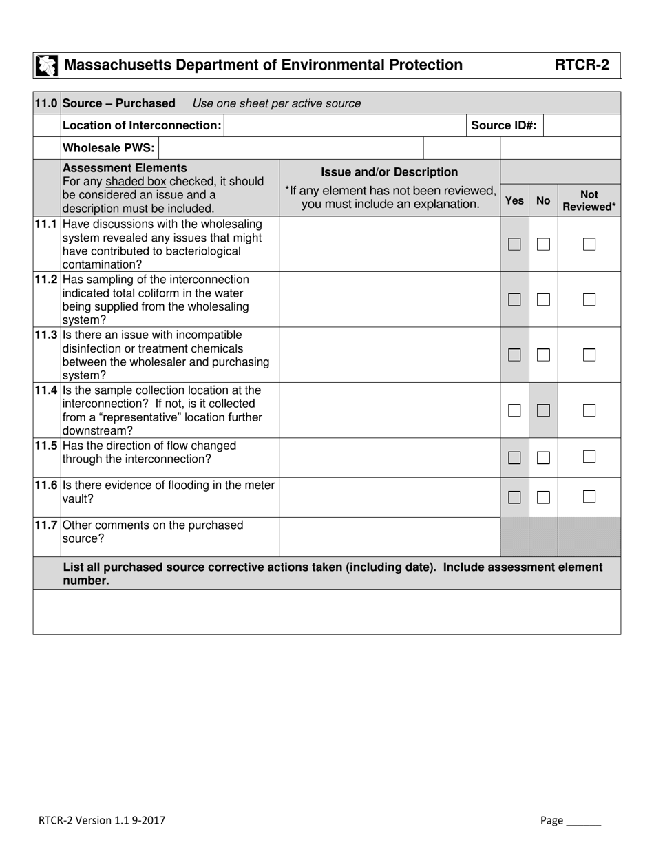 Form RTCR-2 Coliform Bacteria Level 2 Assessment Form - Massachusetts, Page 15