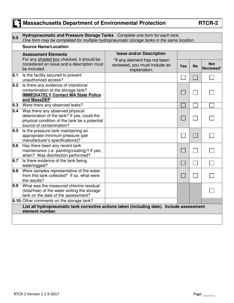 Form RTCR-2 Coliform Bacteria Level 2 Assessment Form - Massachusetts, Page 9