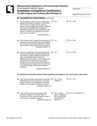Installation Compliance Certification for New Engines and Turbines (Non-emergency) - Massachusetts, Page 2