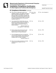 Installation Compliance Certification for New Engines and Turbines (Non-emergency) - Massachusetts, Page 3
