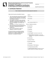Installation Compliance Certification for New Engines and Turbines (Non-emergency) - Massachusetts, Page 4