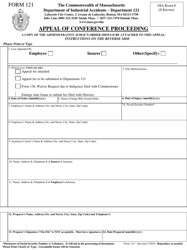 Form 121 Appeal of Conference Proceeding - Massachusetts